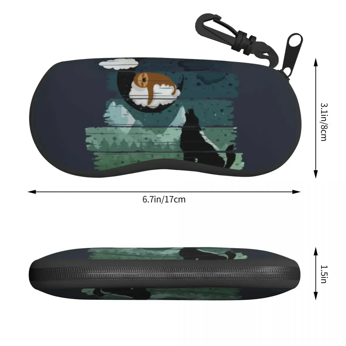 Sloths And Dogs Magical Winter Night Sunglasses Soft Case Neoprene Zipper Shell Eyeglass Case Protective Box For Glasses