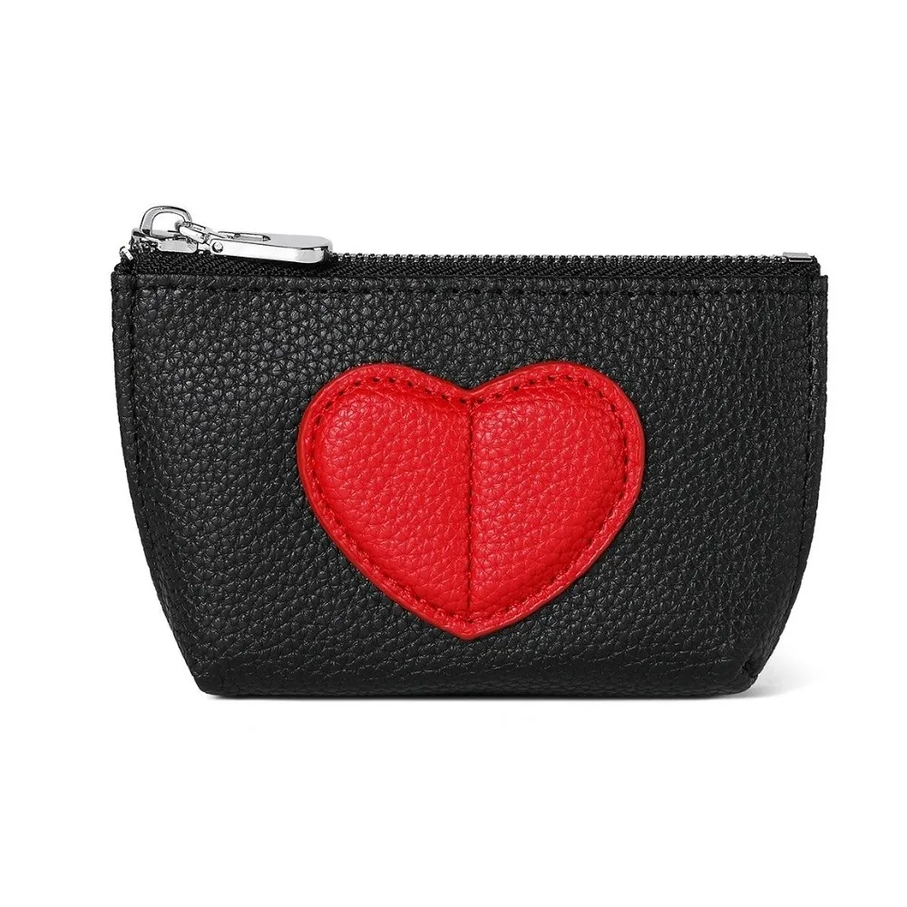 

Новый кошелек для монет в форме сердца из искусственной кожи с застежкой-молнией, сумка для хранения ключей для наушников, однотонный портативный держатель для студенческих карт