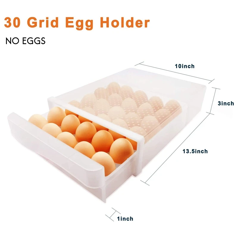 AC62-30-Count Egg Holder For Refrigerator, Egg Storage Container, Plastic Clear Refrigerator Egg Trays For Kitchen