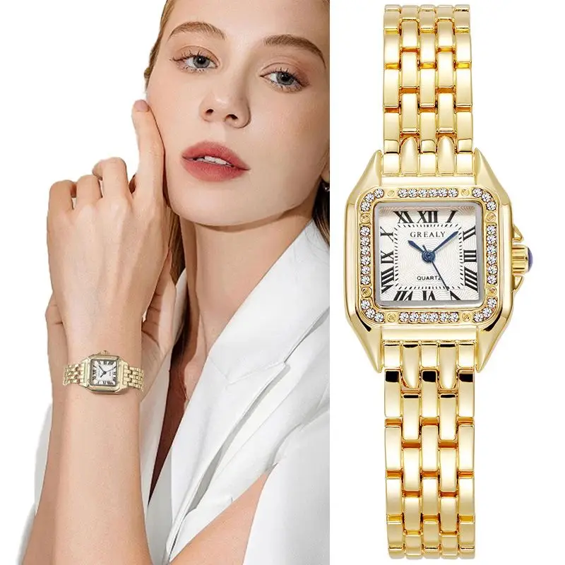 

YIKAZE Luxury Women Watch Retro Square Watches Stainless Steel Ladies Quartz Watches Business Female Clock Bracelet Wristwatch