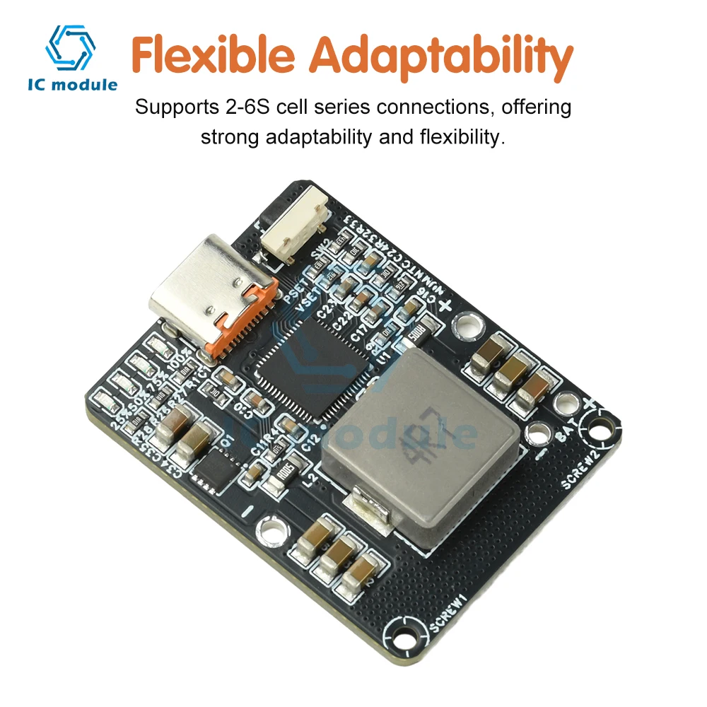 IP2369 2-6S 45W PD وحدة شحن/تفريغ سريع - لوحة بنك الطاقة ثنائية الاتجاه مع واجهة من النوع C