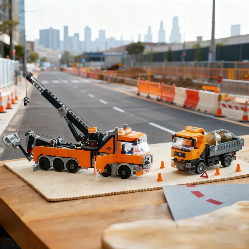 Creative MOC Heavy Duty Crane Truck Building Blocks, 1280 Pieces, Exquisite Display Model, Large Assembly Toy Adult Boys Birthda