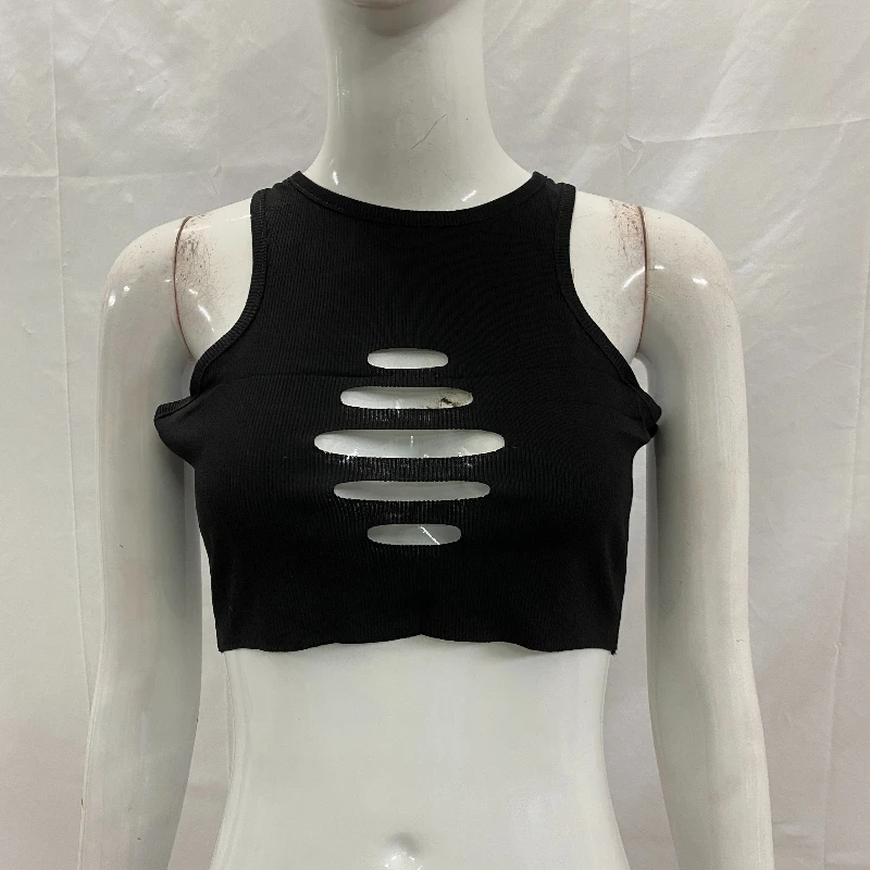 

Trendy women's pure desire to slim fit chest hollow vest, personalized perforated exposed navel short sleeveless top