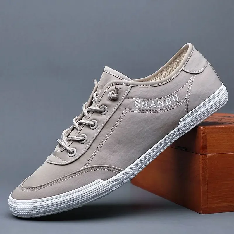 Loafers Walking Men Shoes Men Casual Shoes 2023 Spring Lace-up Sweat-Absorbant Breathable New Casual Canvas Sneakers