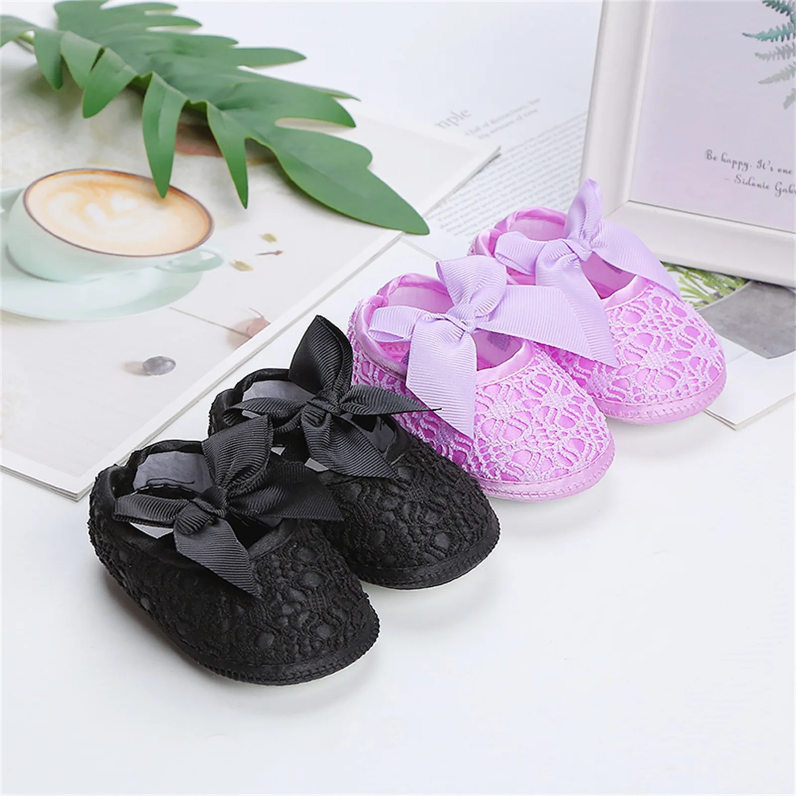 Neonato Prewalker bambini ragazze Baby Party Ballerina scarpe neonato Chiffon bianco fiocco Casual fascia elastica scarpe da passeggio neonato