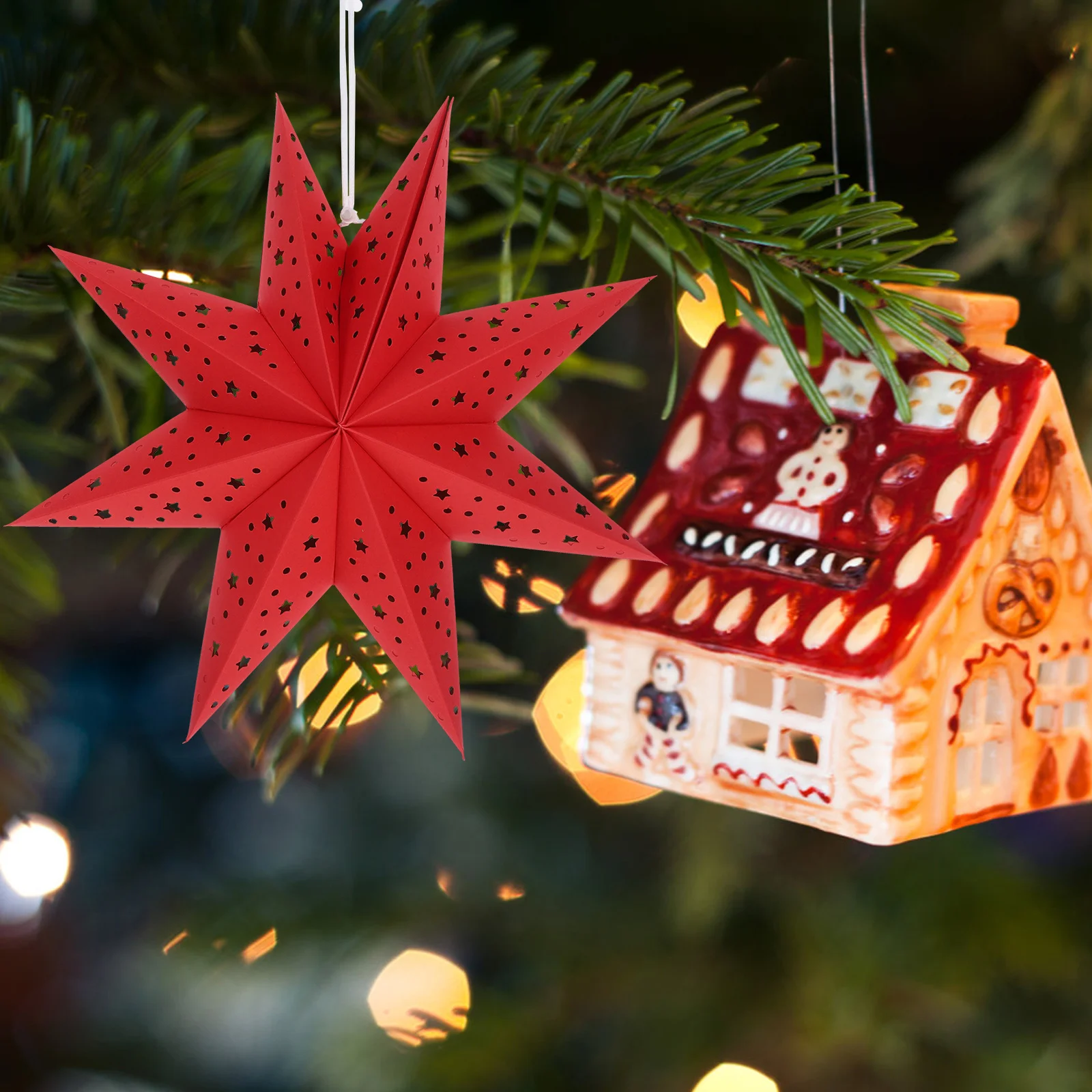 3 Pcs Nine Pointed Star Christmas Lights Lamp Shade Accessory Decorative Pendant Lampshade image 5