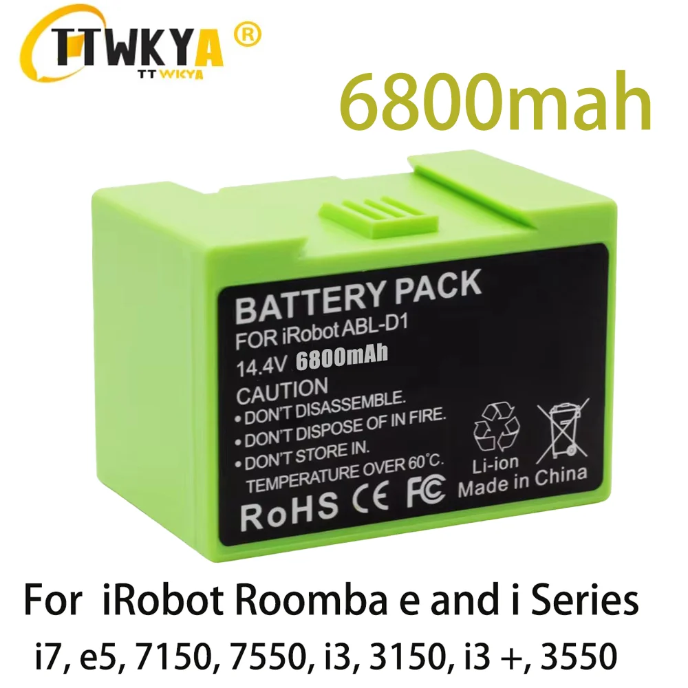 Batería de 14,4 V y 4000mAh para iRobot Roomba e, repuesto de iones de litio, Serie i, i7, 7150, 7550, i7 + 7550, e5, e6, i3,