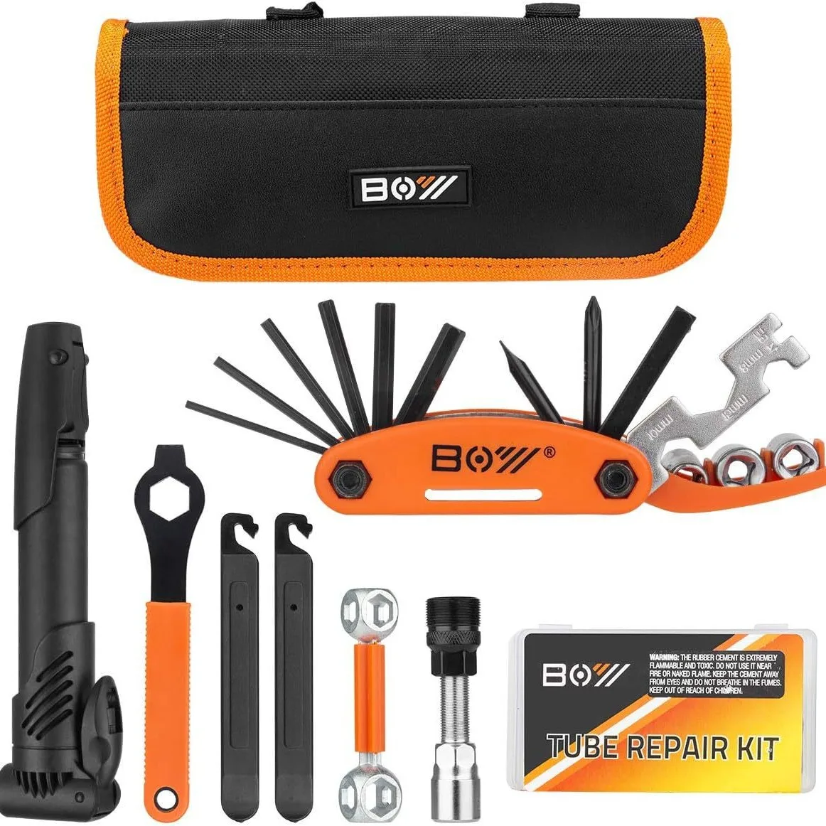 

Portable Bicycle Repair Kit Pump Travel and Camping Essential Kit Tire Repair and Inflation Maintenance Kit