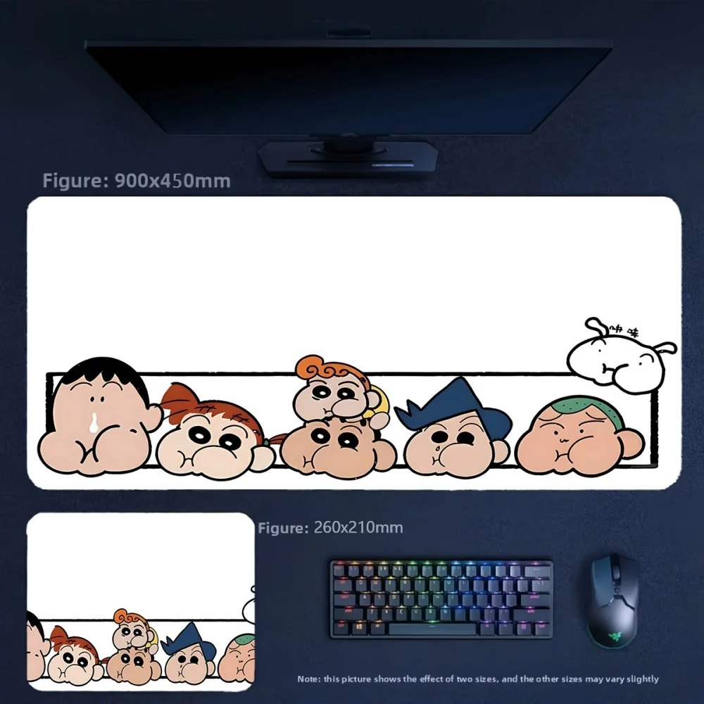Animation Leather Mouse Pad Crayon Shin-chan and His Friends Girls Office Large Size Waterproof Stain Resistant Leather Mousepad