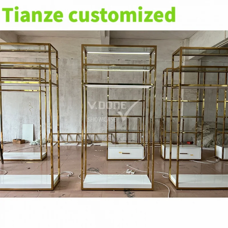 

Customized-luxury boutique garment Clothes display racks display shelf stand retail shop clothing store furniture with shelv