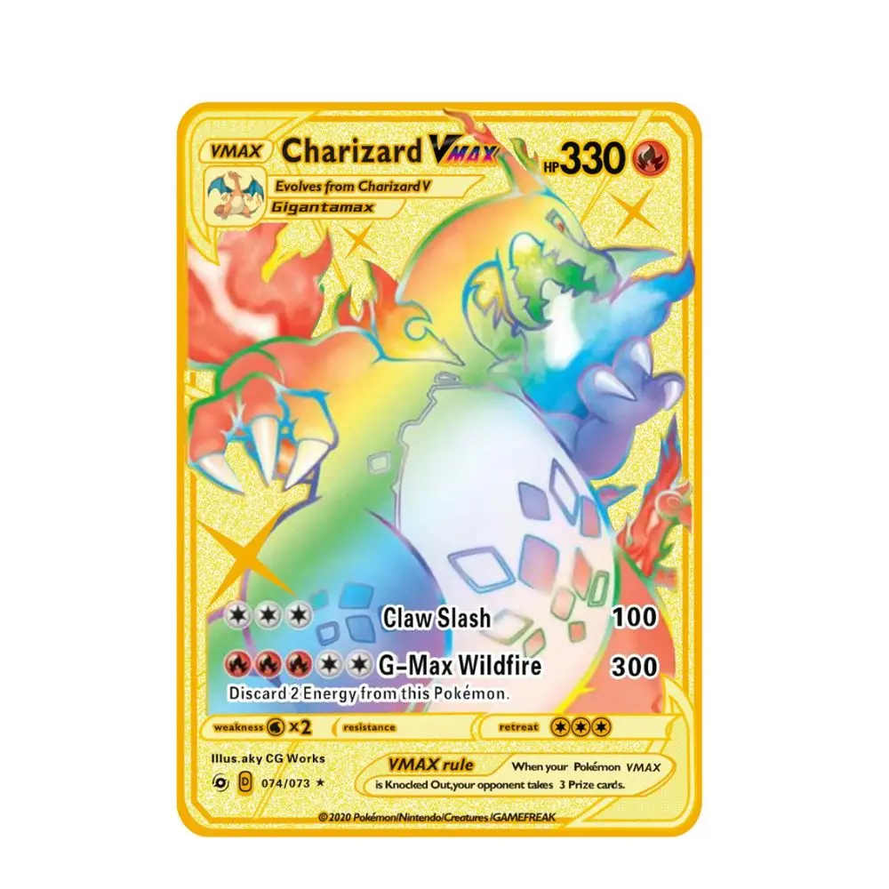 Pokemon Metall-Sammelkarten Anime-Figuren Charizard Pikachu Blastoise Mewtwo Kampf-Sammelkarten Spielzeug Geschenk 