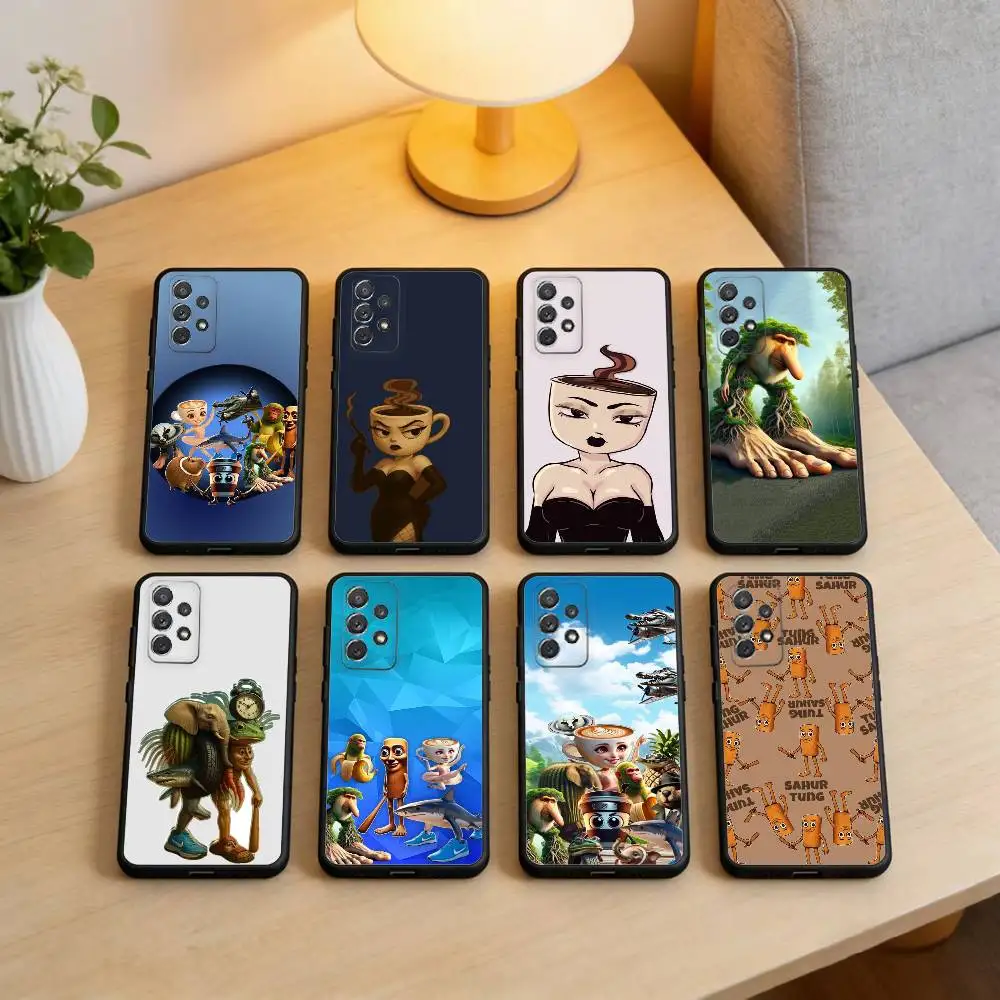 

Tung Tung Italian Brainrot Phone Case For Samsung Galaxy A73,A72,A71,A70,A53,A52,A51,Soft Silicone Black Cover