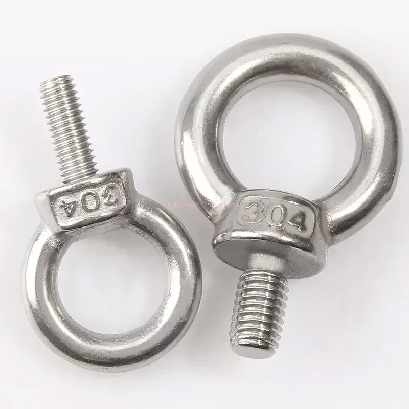 1-10Pcs Eye Bolt Nuts M3~M24 Length 9mm-80mm 304 Stainless Steel Lifting Eye Screw Ring Hooking Loop Hole for Cable Rope