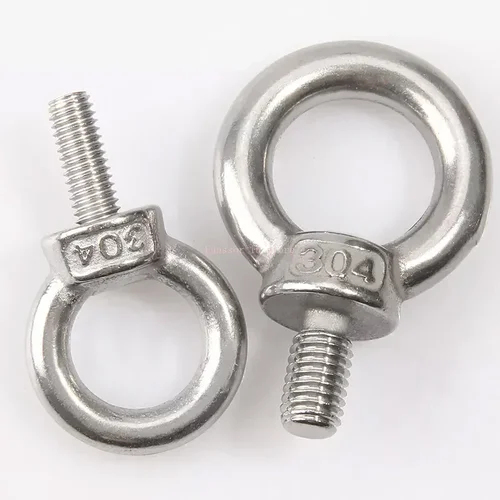 Imagen 2 del producto 10 Uds tuercas de perno de ojo M3 ~ M24 longitud 9mm-80mm 304 anillo de tornillo de ojo de elevación de acero inoxidable agujero de bucle de enganche para cuerda de Cable
