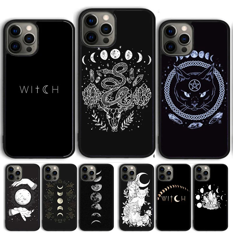 Witch Witches Moon Phone Case Cover For iPhone 15 16 14 13 12 Pro Max mini 11 Pro Max XS X XR Plus Coque Shell