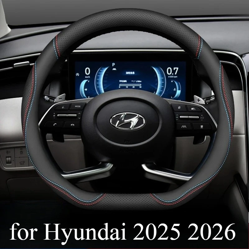 Funda de Cuero para Volante de Coche para Hyundai Creta, Tucson, Palisade, Kona, Santa Fe, Accent, Elantra, I20, Accesorios 2025 2026