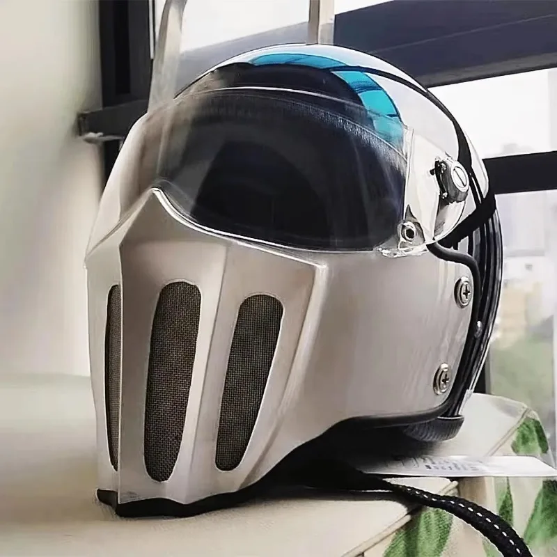 MEKKCENS Fiberglass Retro Small Helmet Body Electric Vehicle Detachable All-season Full-face Helmet Cascocascospara Moto