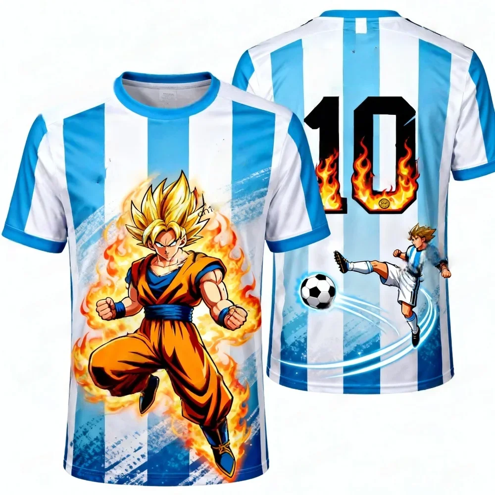 Summer 2026 Dragon Ball Wukong Self in Extreme Power & Vegeta Theme 3D Printed Loose Breathable T-shirt Adult Parent Top