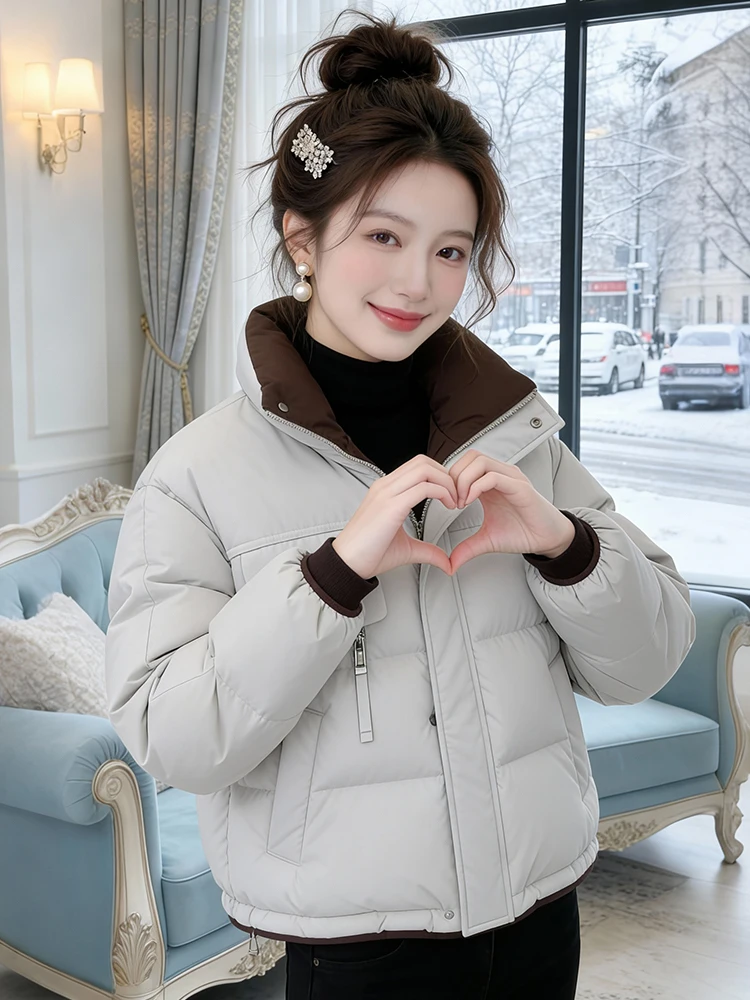 

Faionable Thiened Warm Cotton Jaet Women's Outerwear Snowy Day Gentle Fufu Sle Winter Coat Korean Loose Fit Long S...