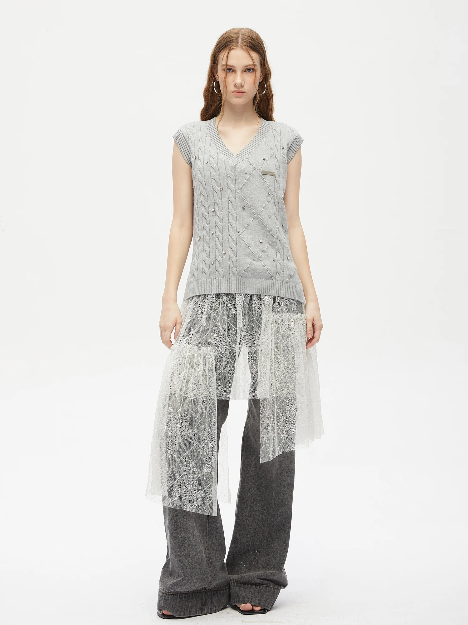 

Женский вязаный жилет Se Jiong с V-образным вырезом, весенне-осенний, из 100% кроличьего пуха, женский жилет из кроличьего пуха