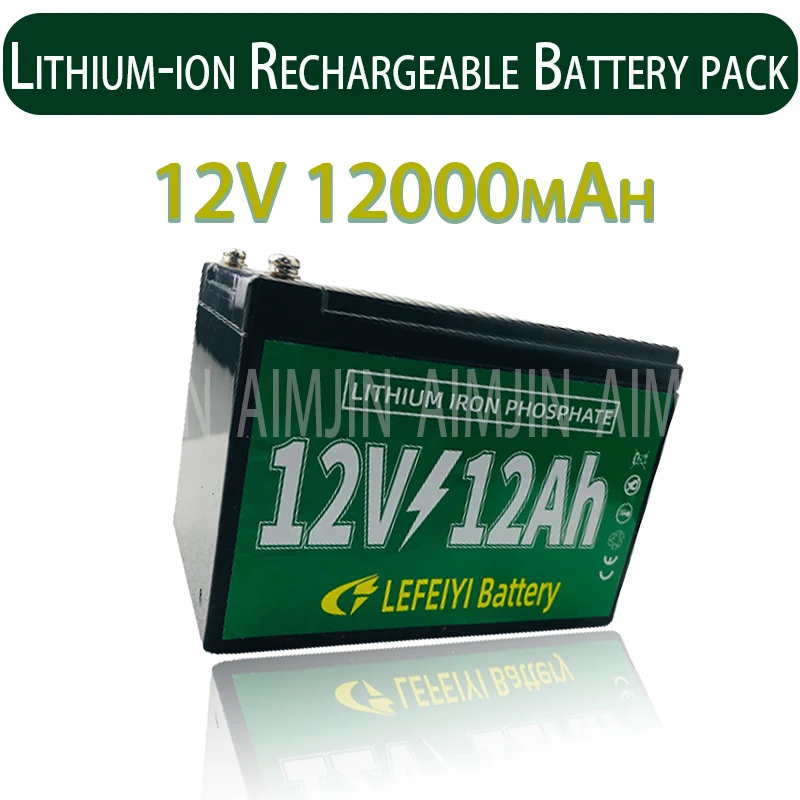 

12V 12000mAH Lithium Battery Pack Built-in 12A 20A For Children's Toy Car Spray Monitoring Camera Backup Power Solar Rechargeab