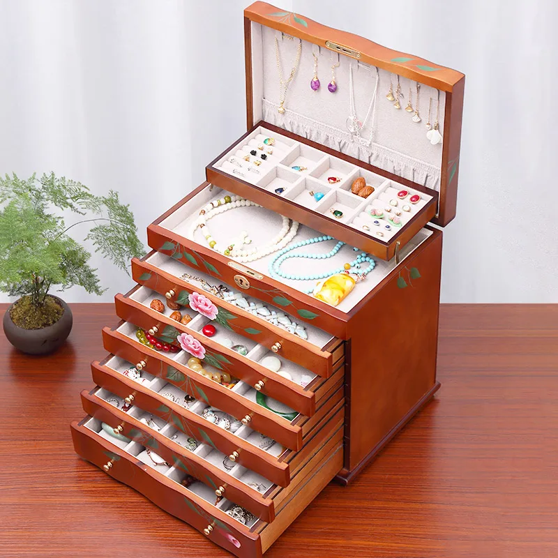 Big Size Jewelry Box Drawer Ring Necklace Earrings Jewelry Boxes Organizer Bracelet Display Stand Trinkets Separator Storage