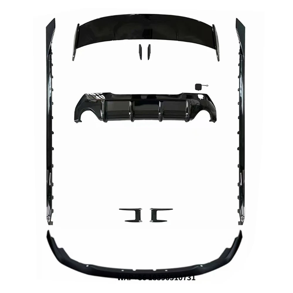 1S F40 Karosseriekit Hochglanz-Schwarz Frontlippe Heckdiffusor Seitenschweller und Spoiler für 1S F40