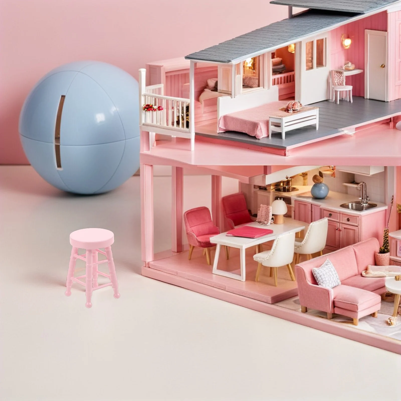 Tabouret Miniature pour maison de poupée, échelle 1:12, petit tabouret rond en bois massif pour maison de poupée, meubles artisanaux et accessoires