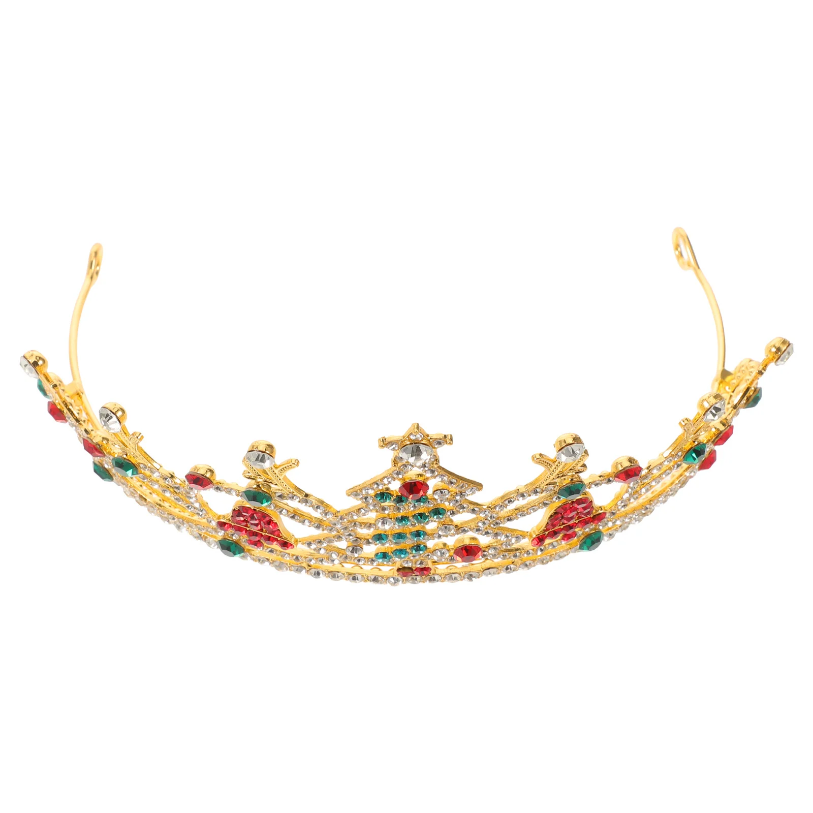 

Bling Rhinestone Tiara Christmas Crown Headpiece for Women Holiday Festival Celebration Sparkly Xmas Party Hair Accessory