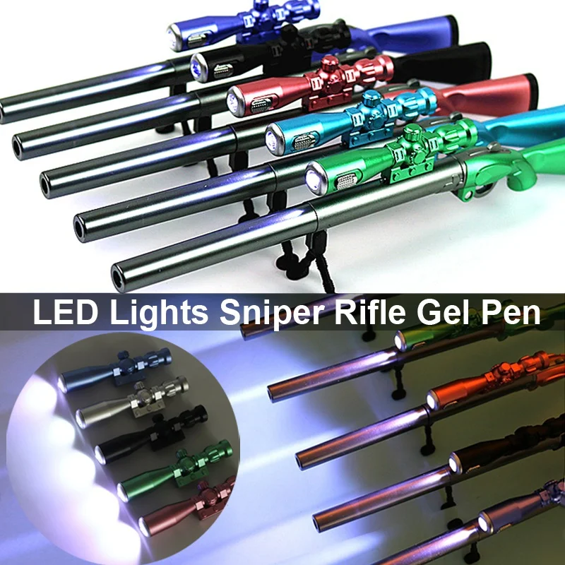 LED Light Creative Sniper Rifle Modeling Gel Pen Weapons  Black Refill 0.38mm Kids Gift Toys Stationery School Supplies