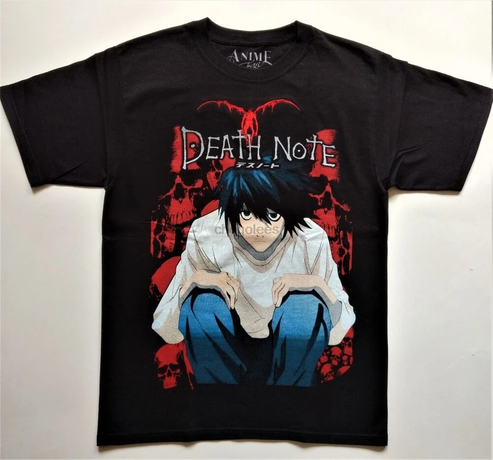 

Футболка DEATH NOTE РЕДКИЙ вышитый логотип Манга Аниме L Lawliet Light Yagami Ryuk Мужские подарки Футболки для девочек Новые топы и