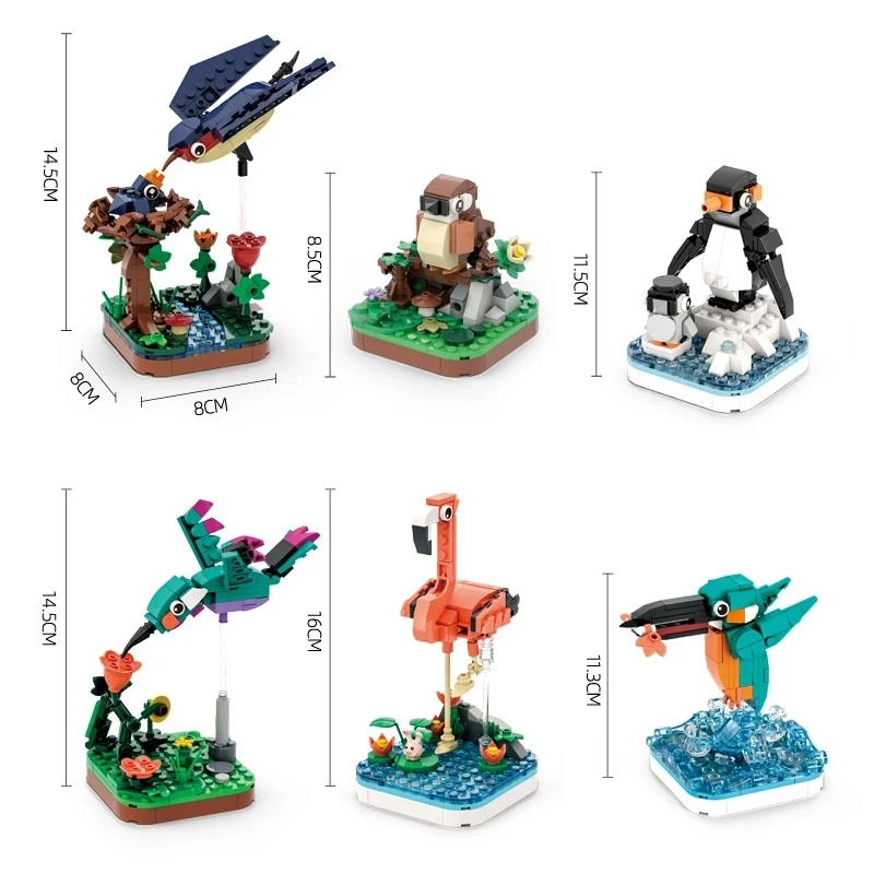 Ideas Birds Swallow Flamingo Penguin Model Building Blocks Wonderful Animal MOC Bricks City Construction Toys for Children Gifts