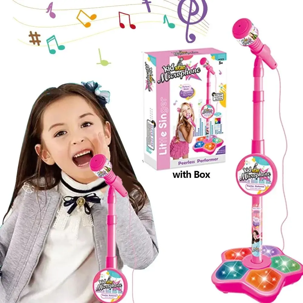 Nuovo con supporto per bambini simulazione microfono cool karaoke canzone strumento musicale giocattoli con luce giocattoli di canto per bambini