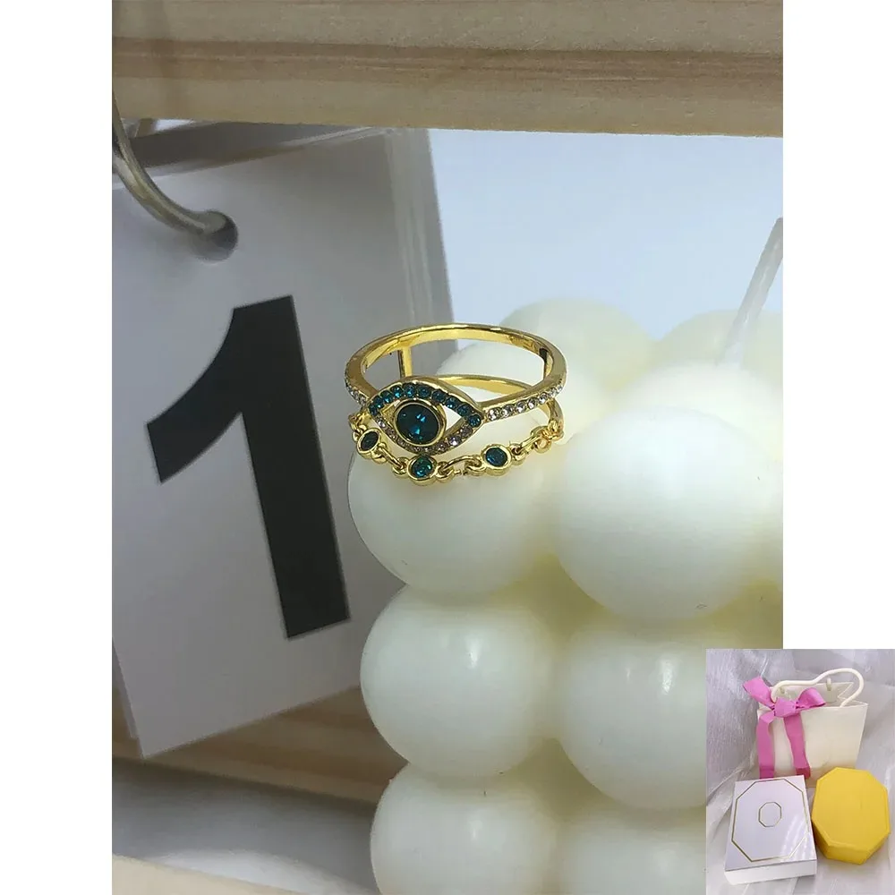 

New fashion hot selling Devil's Eye gold plated blue gemstone ring, high-end exquisite holiday romantic gift