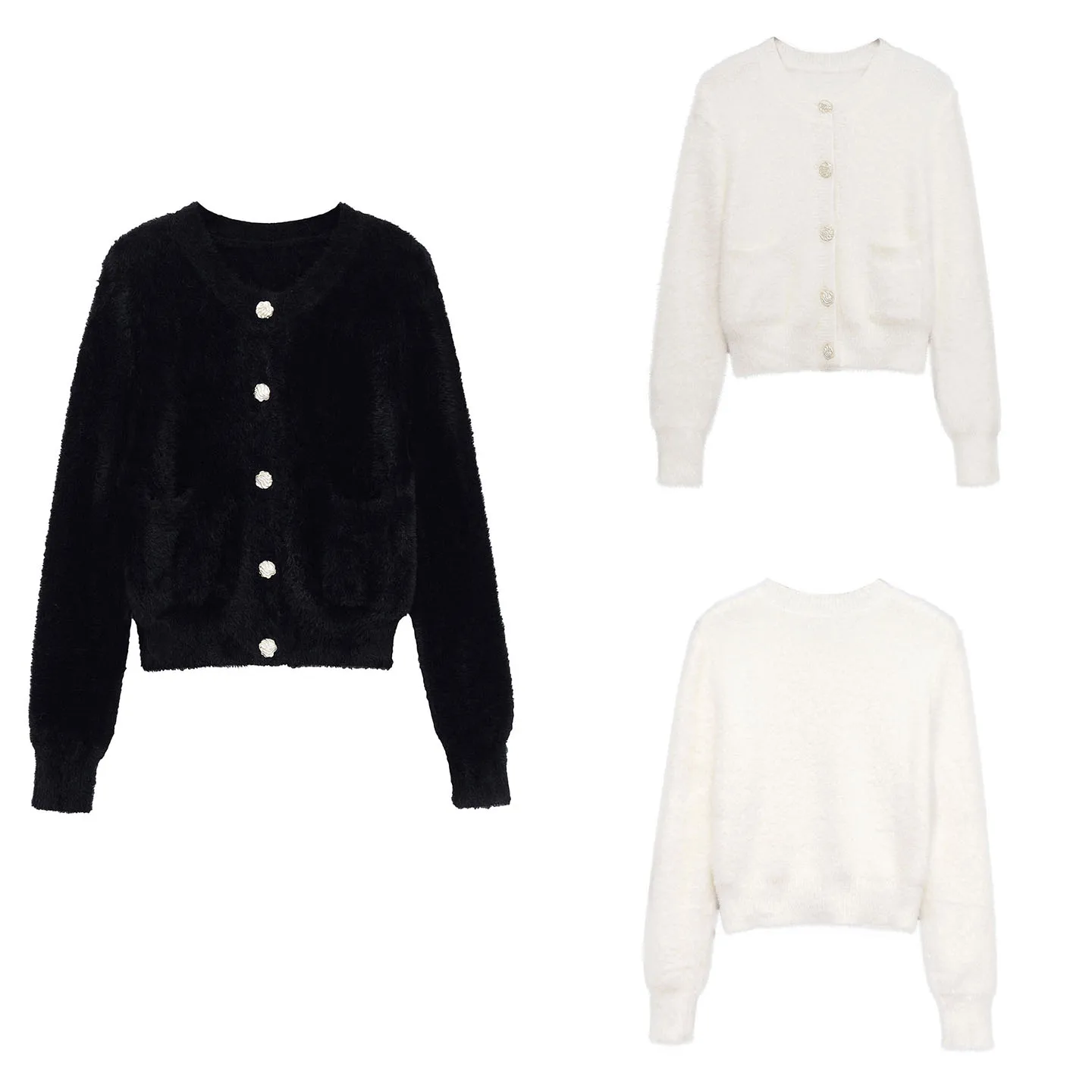 

Модный вязаный кардиган на пуговицах, женский кардиган универсального дизайна, осень 2023, длинный свек или длина, круглый, Ne