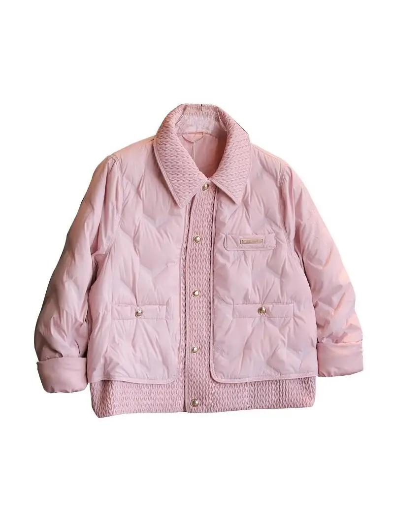 فريد الوردي طوق القطن Jaet الرجال النساء Faionable Agel الخريف الشتاء معطف الكورية Sle فضفاضة تناسب طويلة Sve