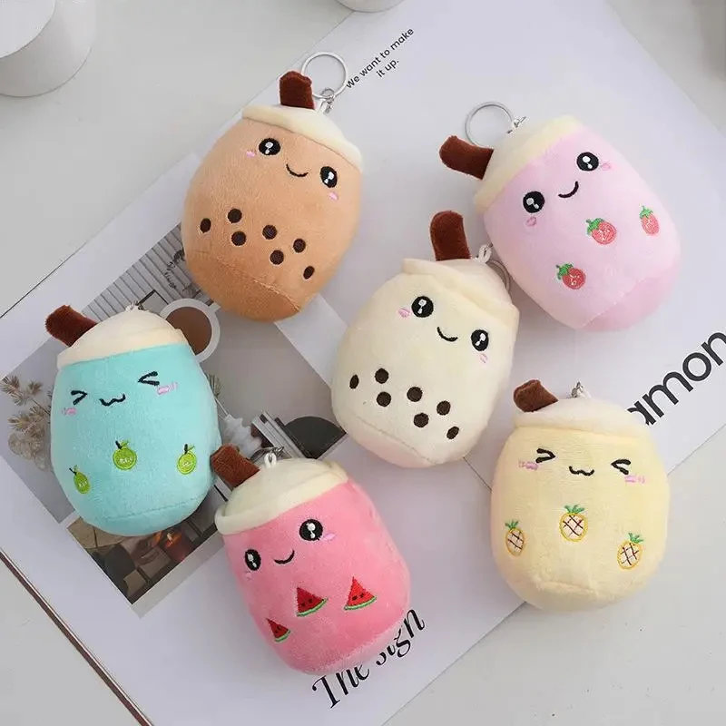 Bubble Tea Plush Toy Kawaii Milk Tea Cup Design Soft Stuffed Doll Plushies Toy Cute Keychain Bag Pendant Kids Toys Birthday Gift