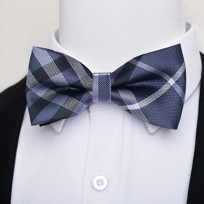 แฟชั่นผ้าไหม Bow Tie Dark Blue Man Dot งานแต่งงานอุปกรณ์เสริม Lover 'S Day Fit อย่างเป็นทางการ