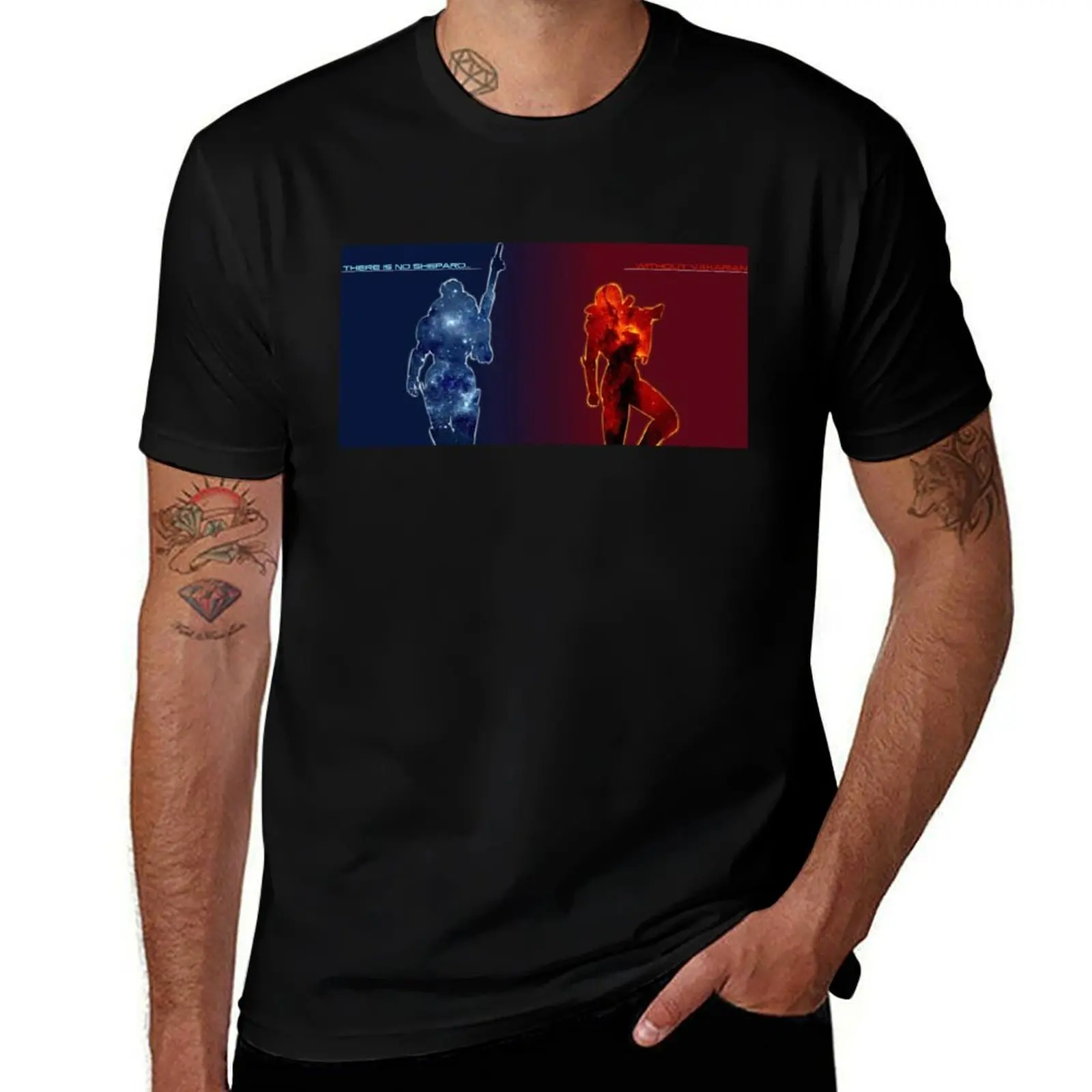 No Shepard without Vakarian T-Shirt Minimalist Plain Crew Neck T-Shirt