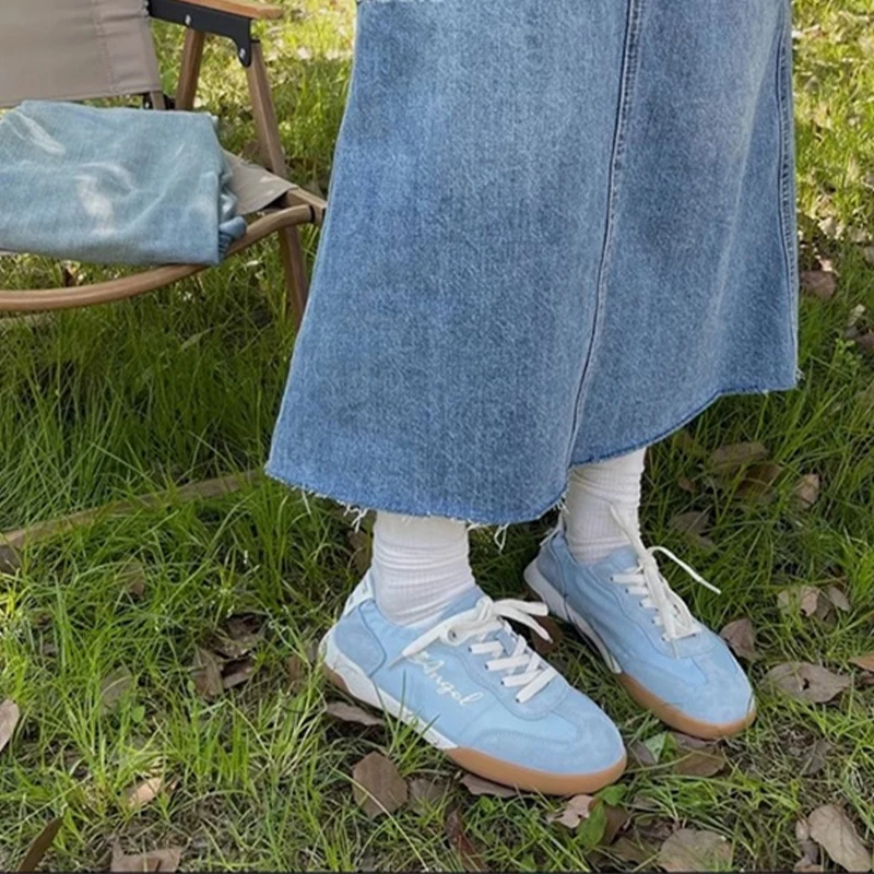 2024 New Ballet German Training Shoes Women Lace-Up Embroidery All Light Weight Breathable Sports Small White Shoes Casual Shoes