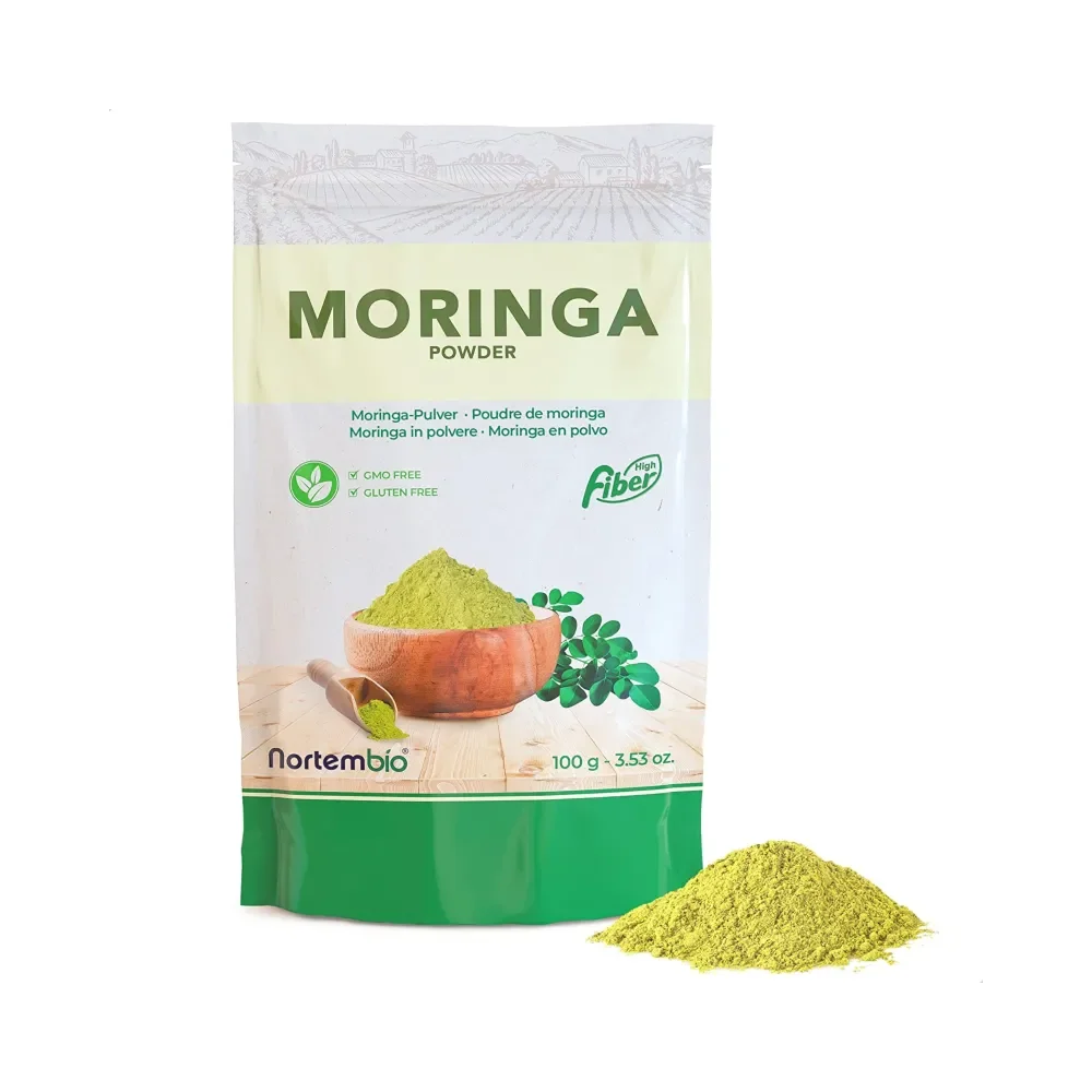 Nortembio - Moringa Oleifera en Polvo 100 g - Origen 100% Natural - Moringa Molida Sin Conservantes ni Aditivos - Superalimento para Infusiones y Remedios Naturales - Vegano - Sin Gluten