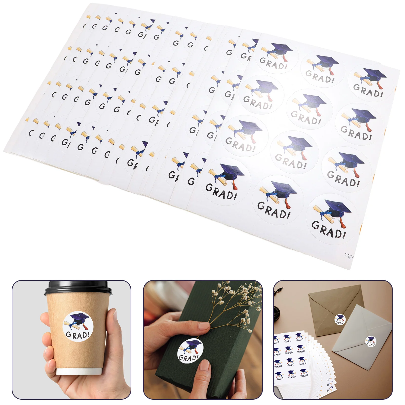 

20 Sheets Graduation Celebration Stickers Cap Labels Party Favors Season Packaging