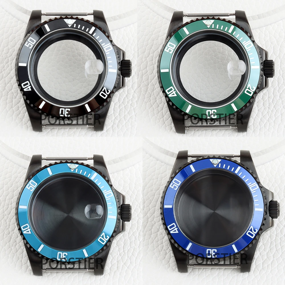 

40mm NH35 Case for Submariner NH34 NH35 NH36 NH38 Automatic Mechanical movement GMT Watch Case Black PVD Saphhire Glass Steel