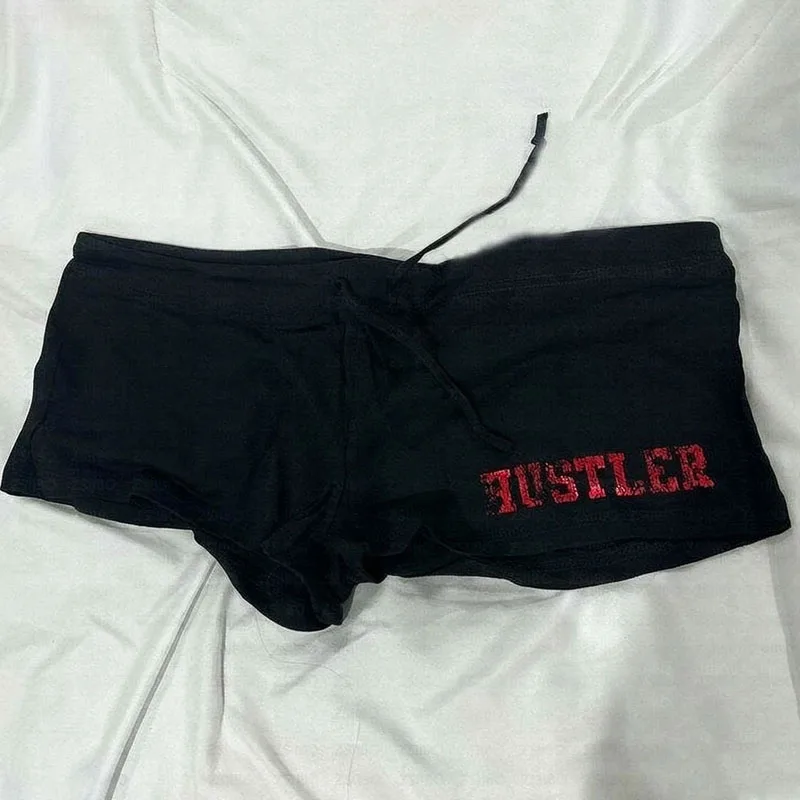 Korean Aesthetic Drawstring Letter Printed Shorts Street Clothing Harajuku Y2K Spice Girls Sweet Cool Girls Casual Hot Pants