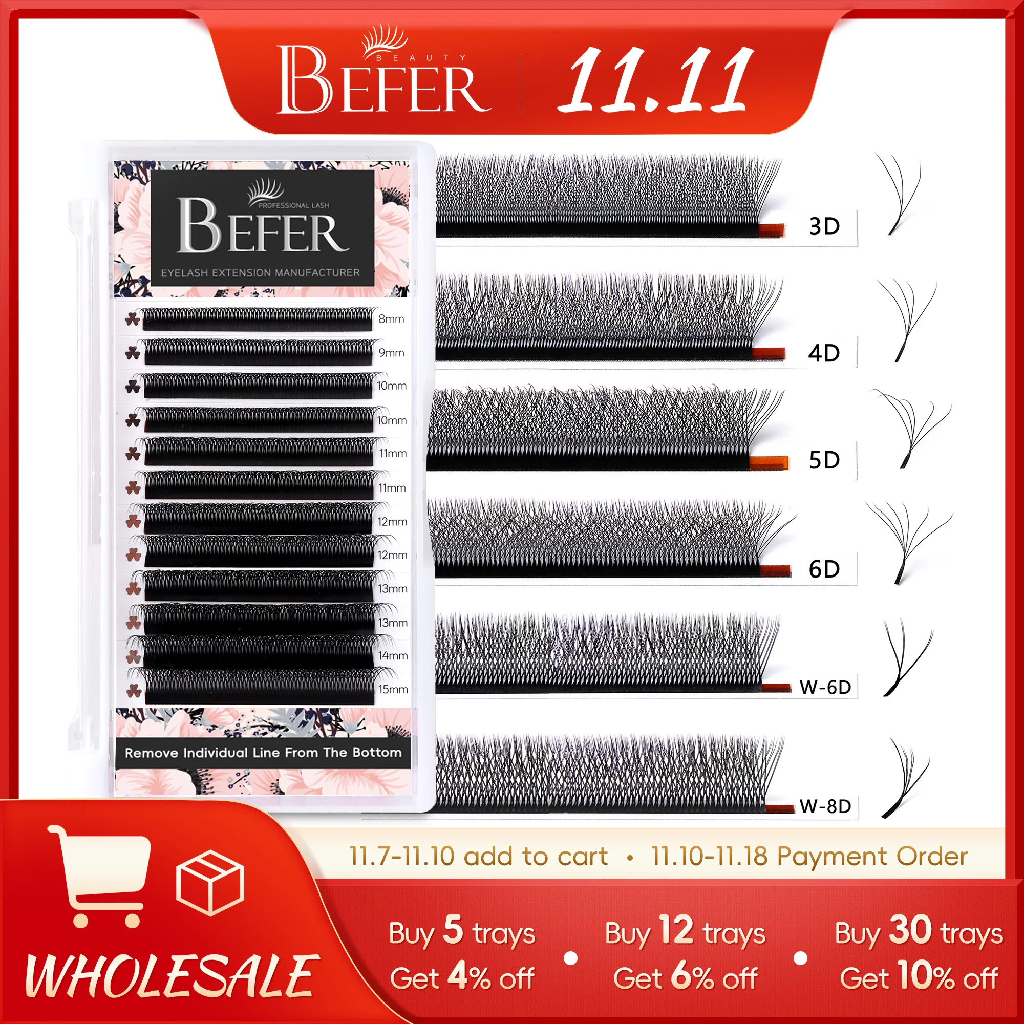 Befer Cilios YY/3D/4D/5D/6D W Shaped Fake Eyelashes Extension Technologic Fiber High Quality Soft Natural Professional Wholesale