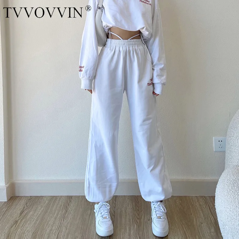 

WOMENGAGA Street Drawstring Sweatpants Women's Straight Loose Binding Sports Casual Wide Leg Pants Korean Women Fashion V8XJ