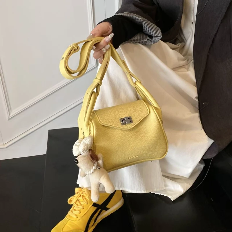2025 Spring Summer Women New Piggy Pillow Bag Niche Design Everything Single Shoulder Crossbody Handbag Litchi PU Female Bags
