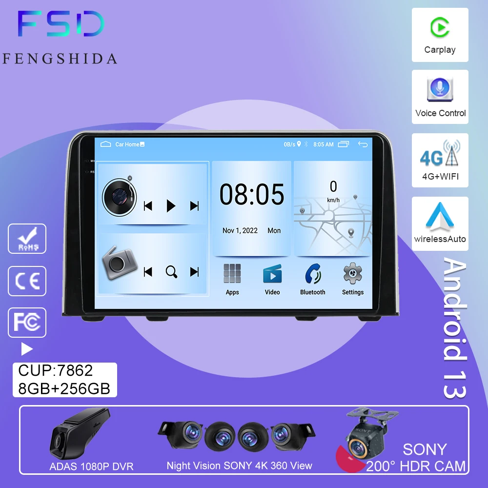 

Android Radio For Honda CRV CR - V 5 RT RW 2016 - 2018 Multimedia Car Player Autoradio GPS Video Navigation Wireless Wifi 5G HDR