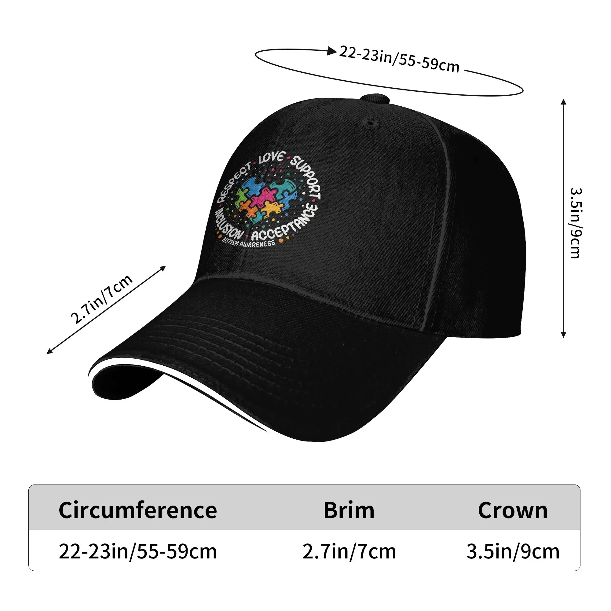 Autism Puzzle Ribbon Respect Love Support Autism Awareness Baseball Cap Retro Female Male Trucker Hat Wholesale Baseball Caps