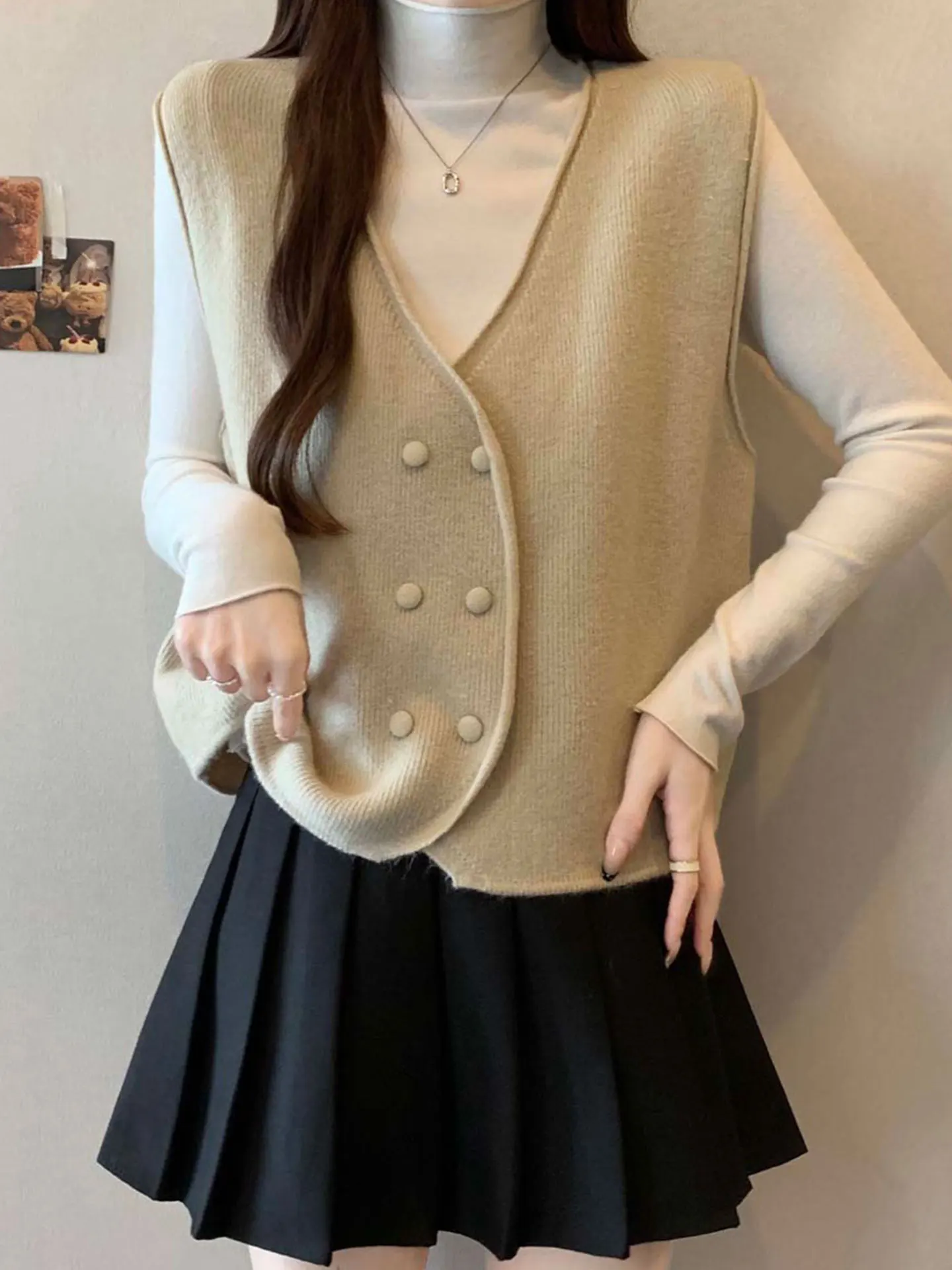 

Ele V-Ne Knitted Vest Women's plus Size Trendy Layering Svel Top Commute Sle Regular Thin Autumn 2025